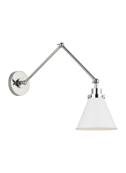 Visual Comfort Studio Wellfleet Wall Sconce in Matte White And Polished Nickel by Chapman & Myer