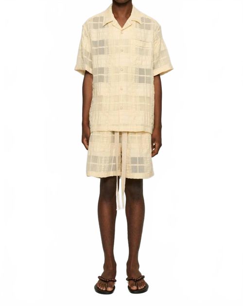 Enzo Drawstring Shorts In Beige Check