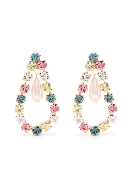 Pastello crystal-embellished teardrop earrings - Gold