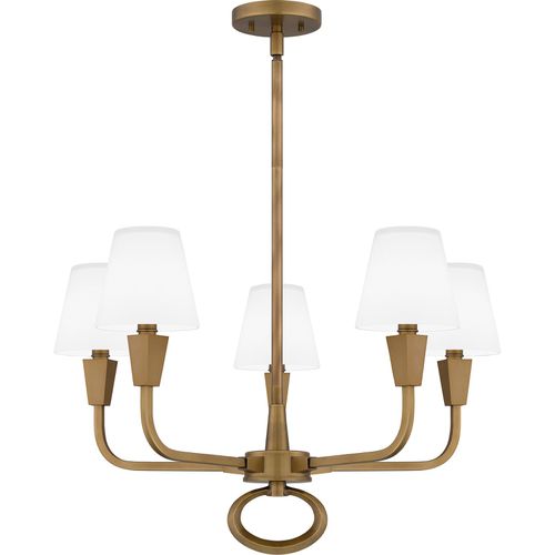 Weathered Brass Five Light Chandelier from the Mallory Collection