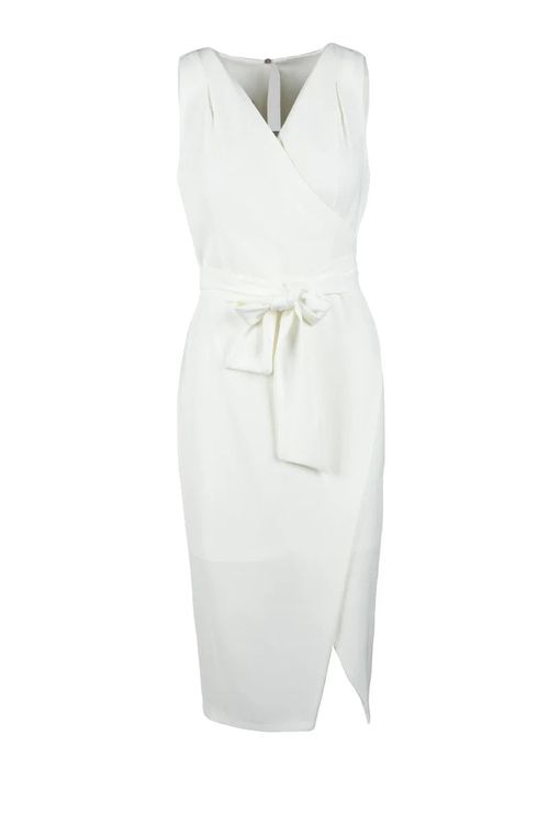 Sleeveless Midi Dress with Wrap Bodice