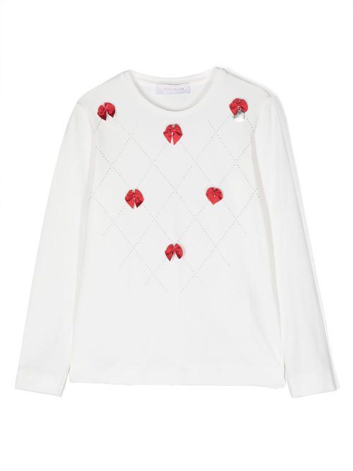 Bow-detailing crew-neck sweatshirt - White
