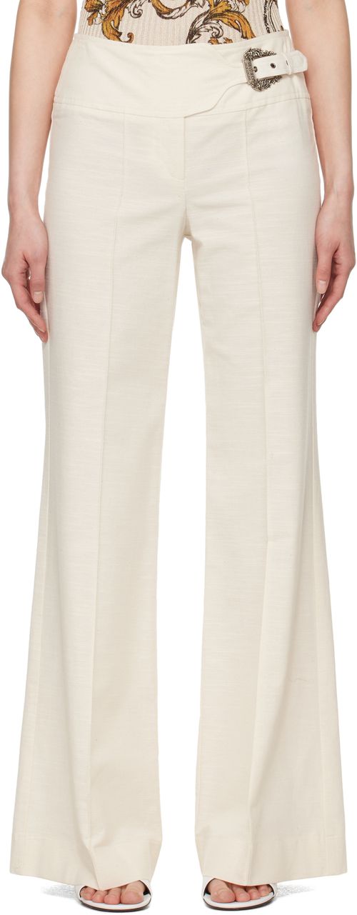 Versace Jeans Couture Off-White Baroque Buckle Trousers