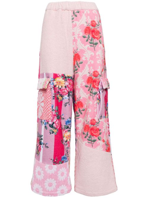 Colour-block patchwork cargo trousers - Pink