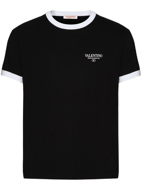 Logo-embroidered cotton T-shirt - Black