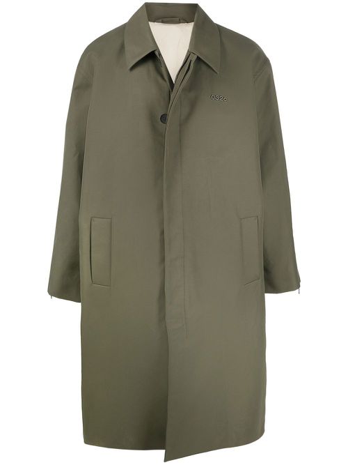Logo-plaque trench coat - Green