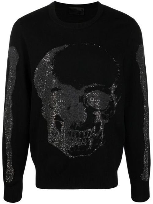 Crystal-skull crewneck jumper