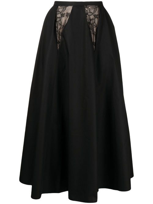 Lace-detail high-waist skirt - Black