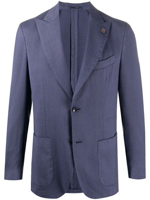 Fine knit buttoned blazer - Blue