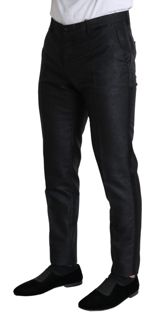 Metallic Wool-Blend Trousers — Black