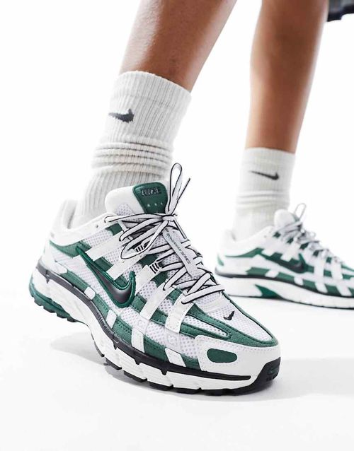 Nike P-6000 trainers in white and green