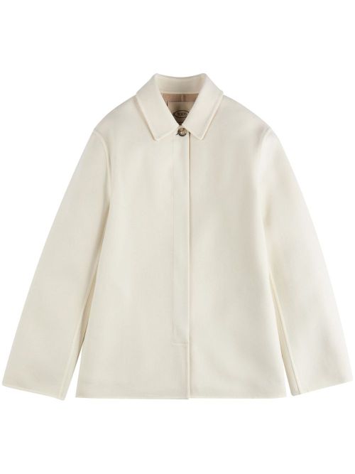 Classic-collar virgin wool jacket - White