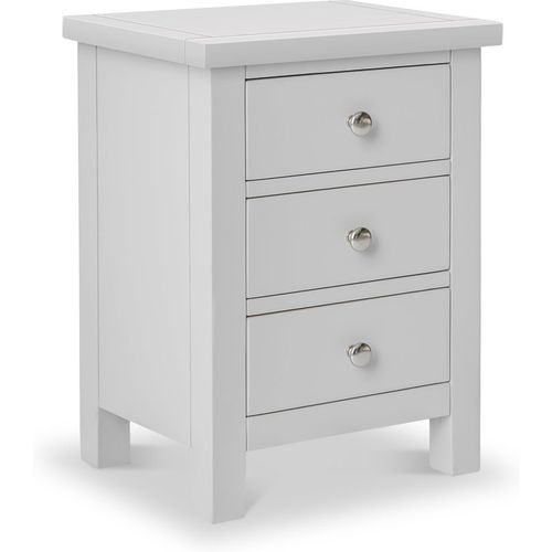 Cornish Painted 3 Drawer Bedside Table | White Grey | Roseland