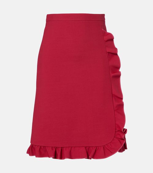 Crepe Couture ruffled midi skirt