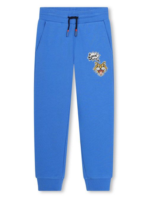 Tiger-print cotton track pants - Blue