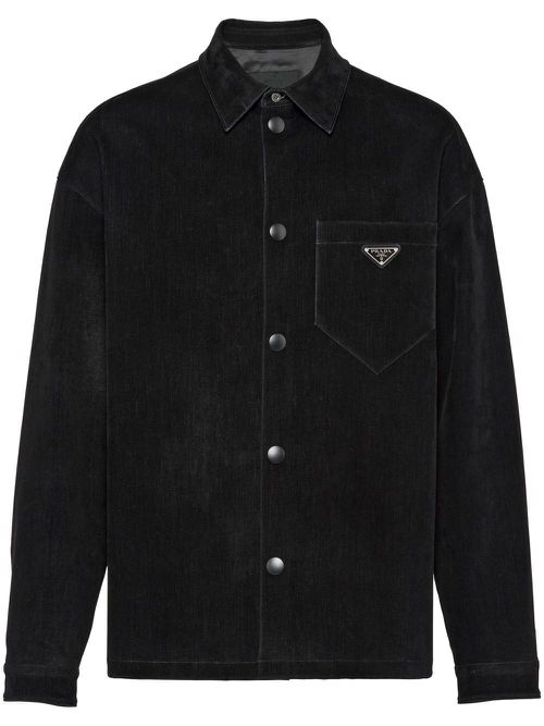 Logo-plaque denim shirt - Black