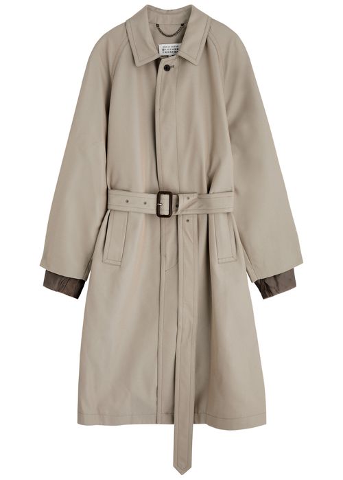 Belted Cotton-blend Trench Coat - Stone - 42 (UK10 / S)