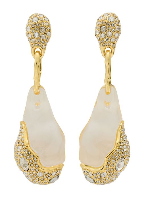 Liquid Lucite Pavé 14 kt Gold-plated Drop Earrings