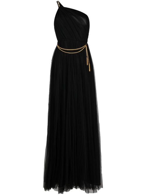 One-shoulder tulle dress - Black