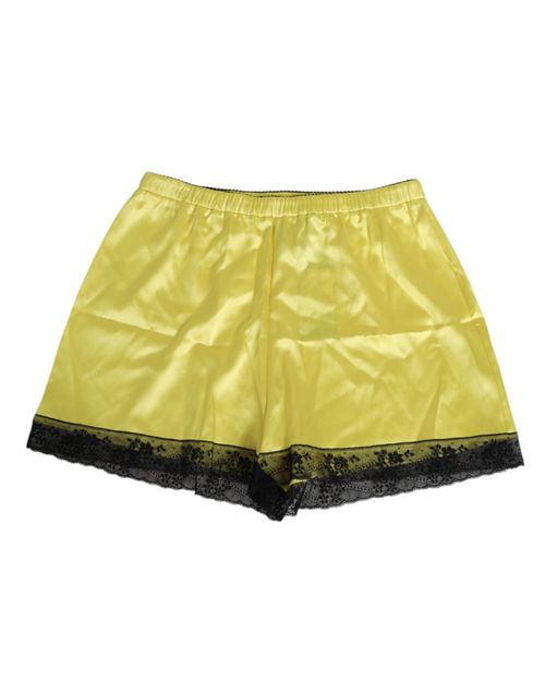Satin Silk Mid Waist Shorts — Yellow