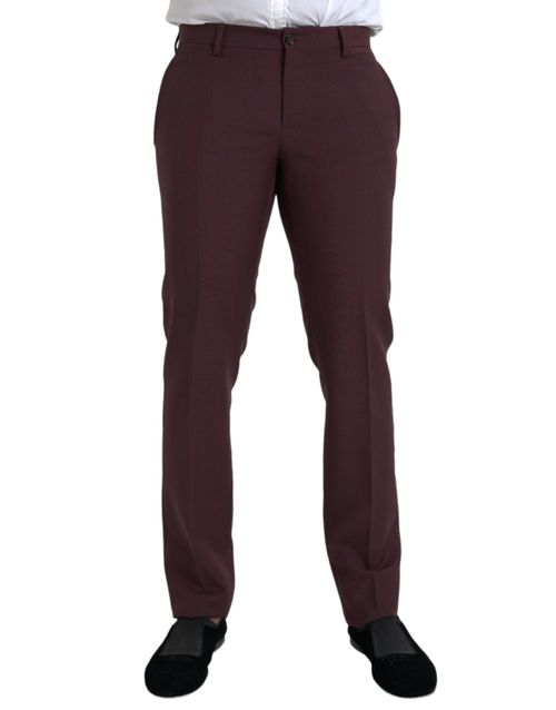 Wool-Mohair Blend Trousers — Maroon