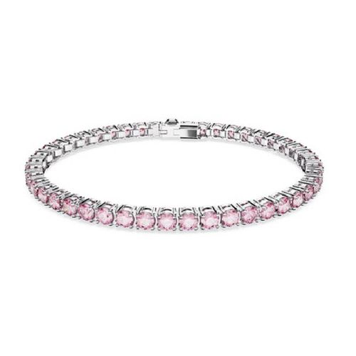 Matrix Pink Rhodium Plated Tennis Bracelet