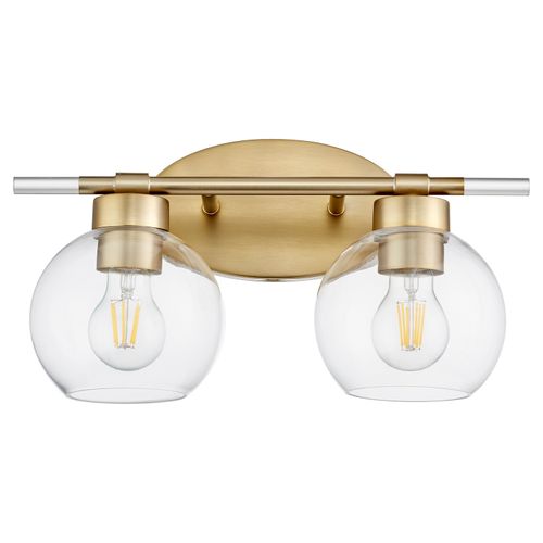 Aged Brass Two Light Vanity from the Voln Collection