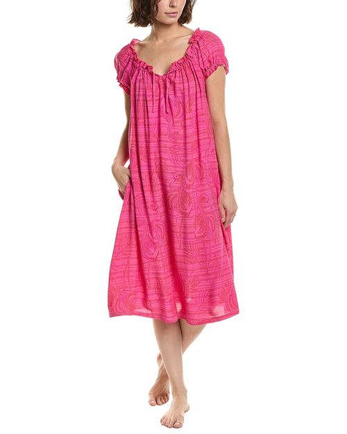 Shirred Lounge Midi Sleepshirt