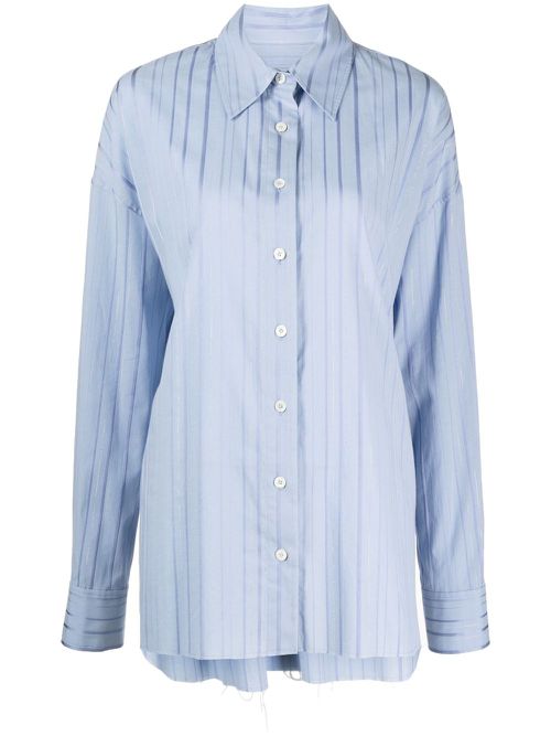 Metallic-threading striped shirt - Blue