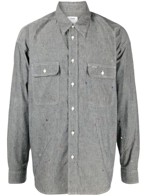 Logo-print paint-splatter shirt - Grey