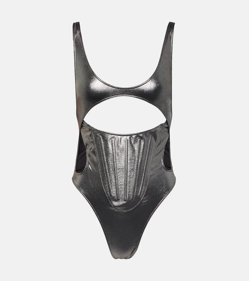 Cutout metallic swimsuit