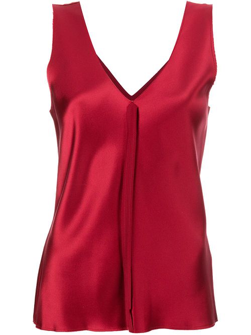 Silk raw-edge tank top - Red