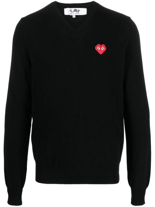 V-neck wool jumper - Black