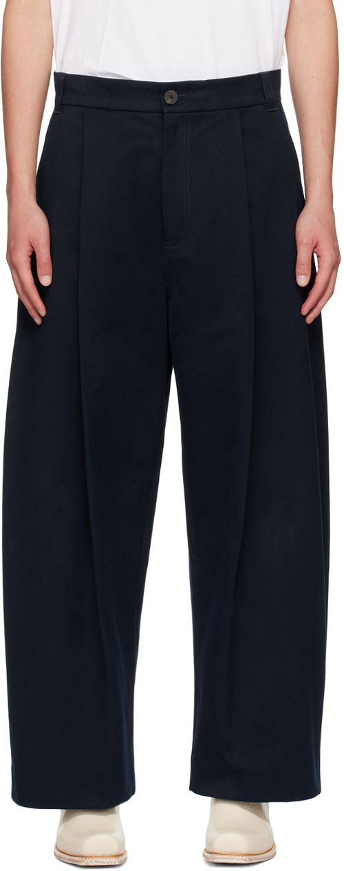 Studio Nicholson Navy Sorte Trousers