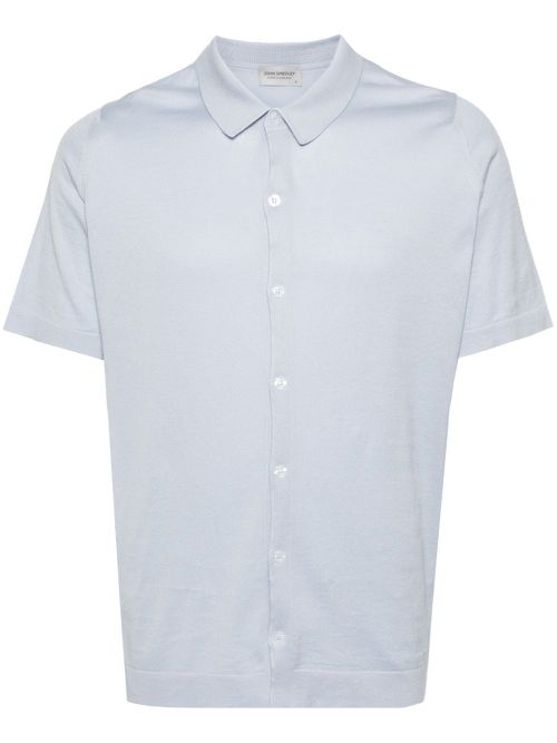 Fine-knit short-sleeved shirt - Blue