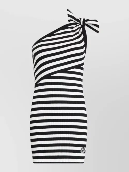 Patou - knee length dress one shoulder bow