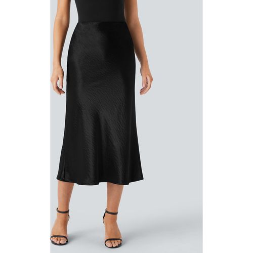 Halara High Waisted Invisible Zipper Satin Midi Work Mermaid Skirt - Black - XL(regular)