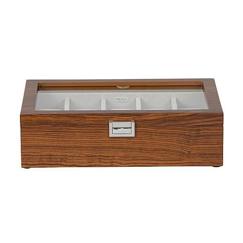 Mele and Co Jayson Glass Top Wooden Watch Box in Mahogany Finish