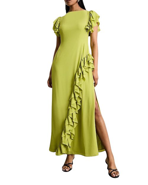 Side Split Ruffle Detail Maxi Dress