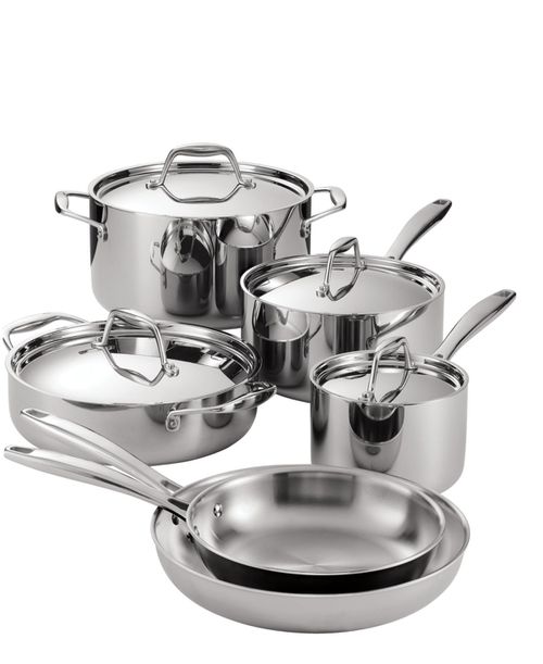 Signature Tri-Ply Clad Stainless Steel 10-Piece Cookware Set with Lids - Stainless