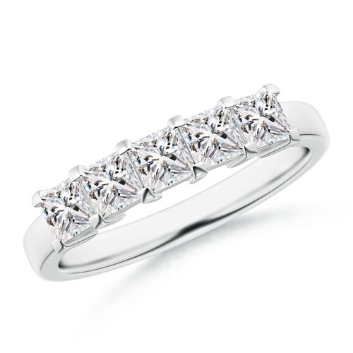 Angara 1.0 Carat Classic Five Stone Princess Diamond Wedding Ring for Her in 18K White Gold