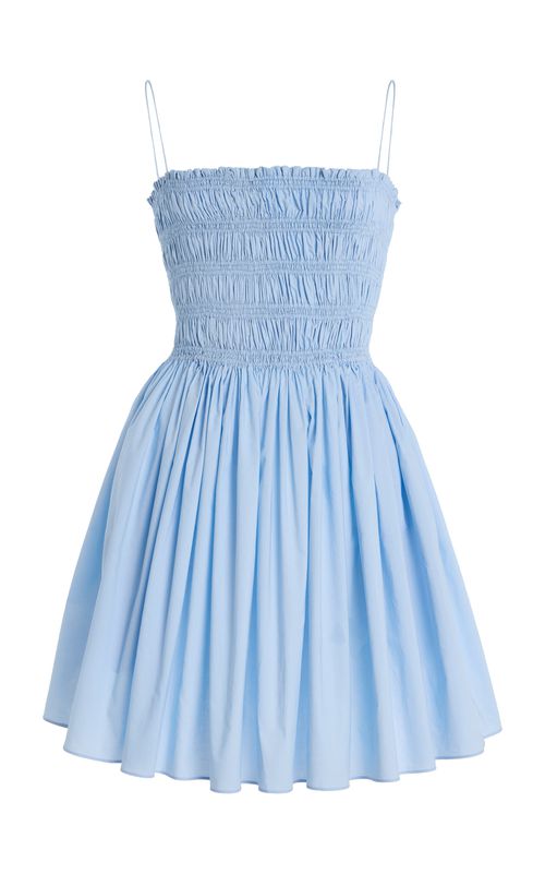 Shirred Organic Cotton Mini Dress