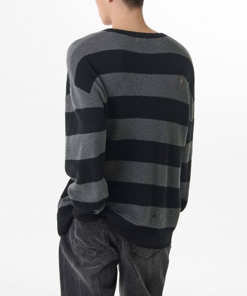 90s Grunge Stripe Crew Neck Knit