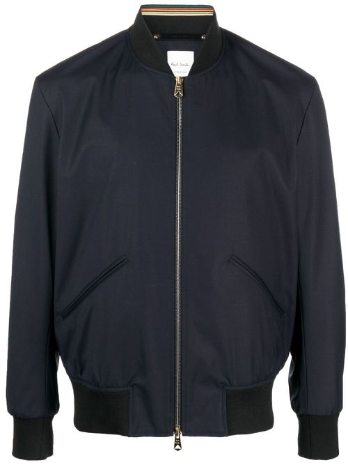 Zip-up wool bomber jacket - Blue