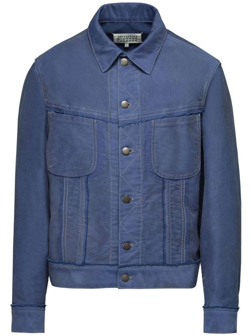 Frayed cotton denim jacket - Blue
