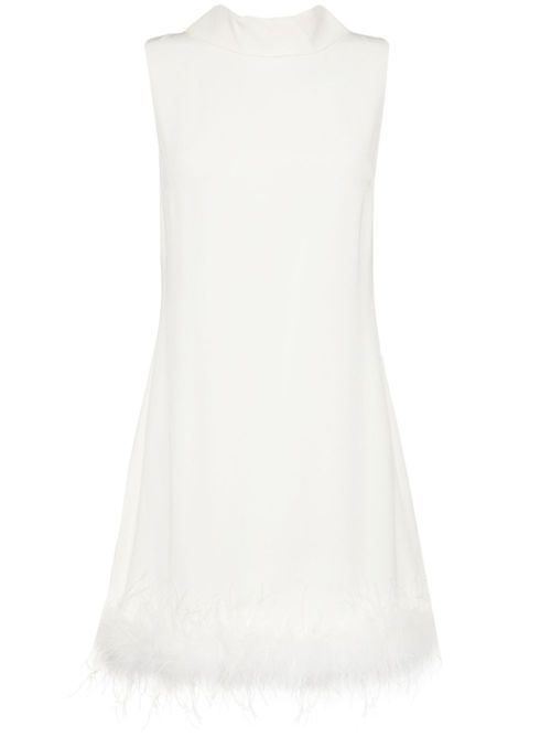 Candice feather-trim minidress - White