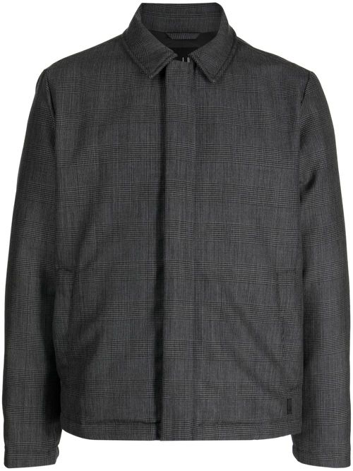Plaid-check pattern shirt jacket - Grey