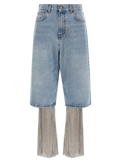 Crystal-Embellished Bermuda Shorts — Blue