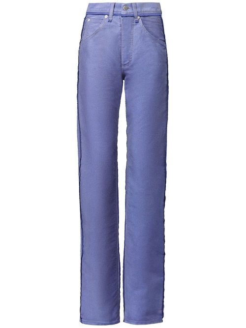 Frayed-detail straight-leg jeans - Blue