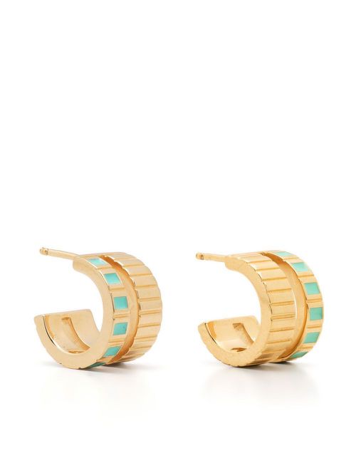 Enamel-detail hoop earrings - Gold